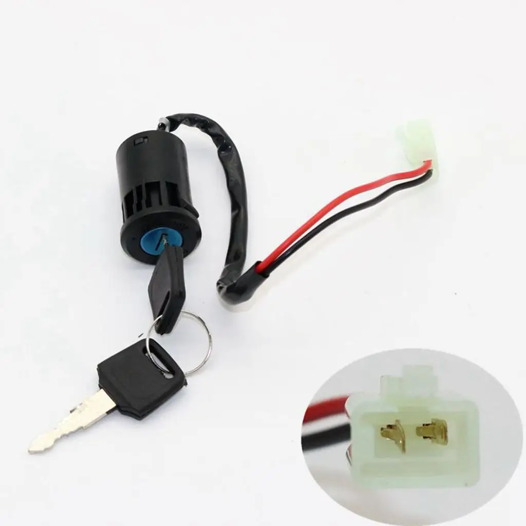 2 Wires Ignition Switch with 2 Keys On-Off Lock for Electrical Scooter, ATV, Pocket Bikes