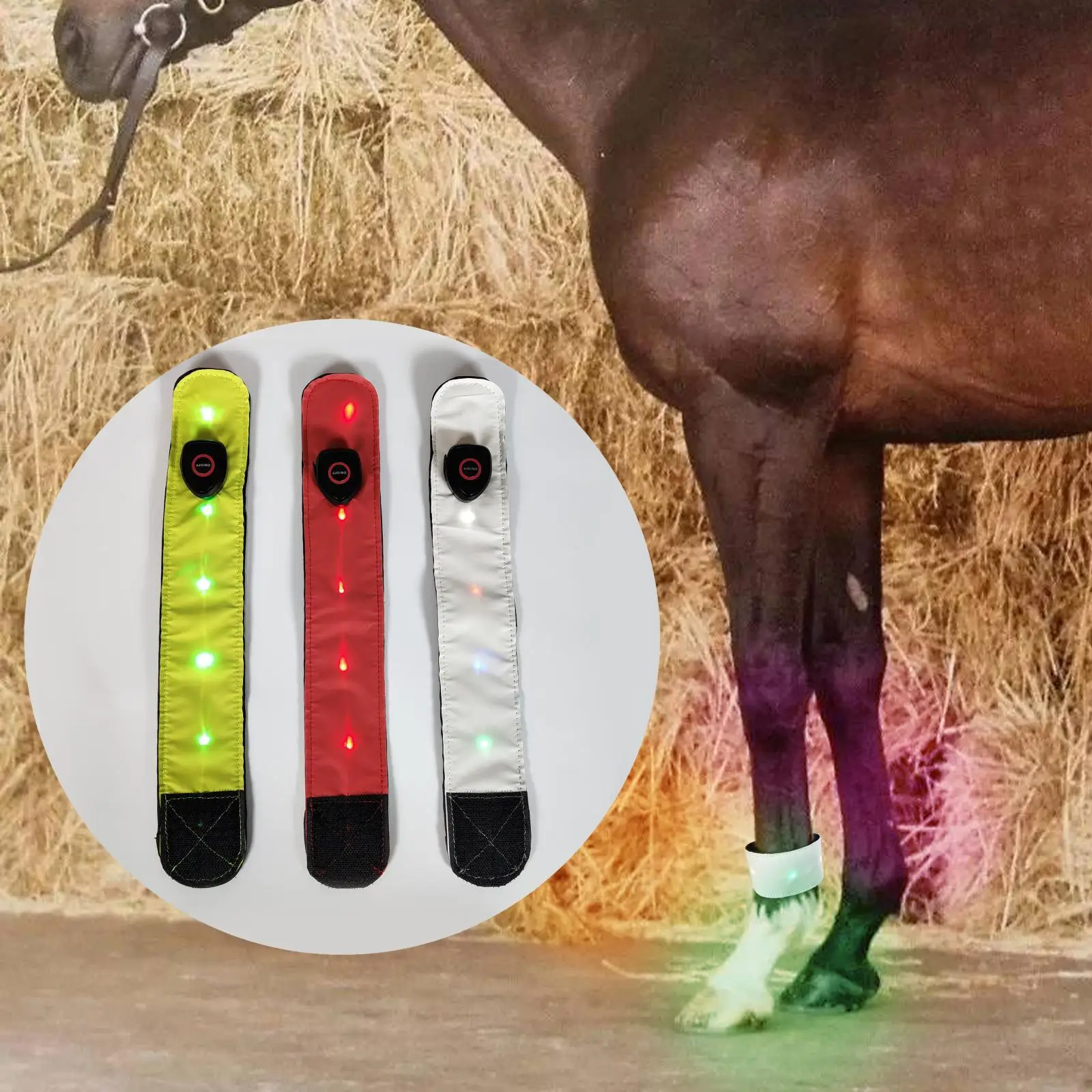 Neoprene Reflective Horse LED Ankle Strap Protection Safety Belt Bands Legging Equestrian Supply for Night Riding Running