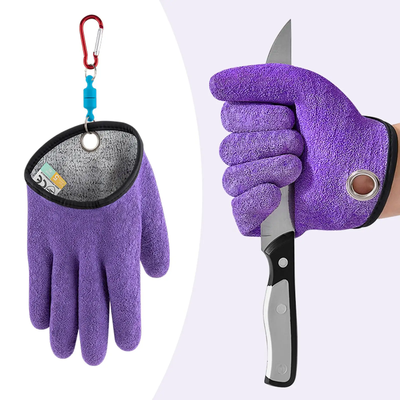 Fishing Puncture Proof Gloves with Magnet Release Waterproof Fish Glove