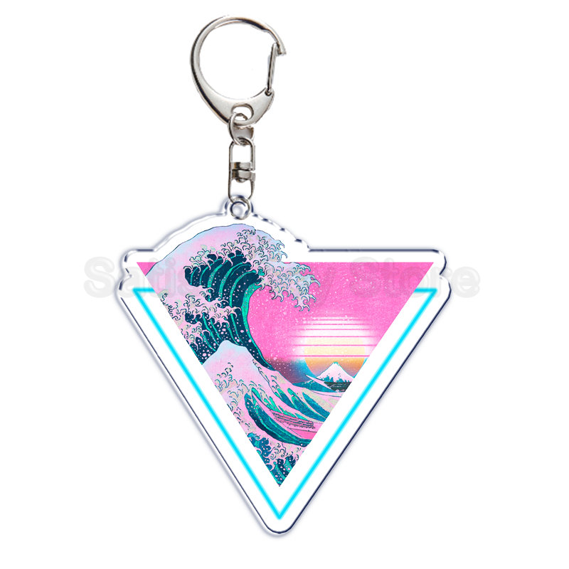 Retro Art Die Große Welle von Kanagawa Keychain Schlüssel Kette für Zubehör Nette Tasche Anhänger Schlüssel Ring Schmuck Geschenk – Detail 13