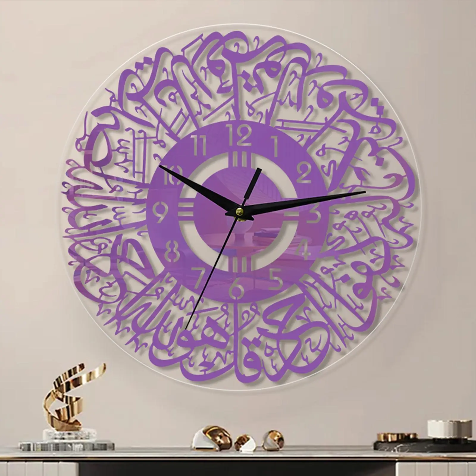 30cm Islamic Wall Clock Quartz Clocks Watches Acrylic Non Ticking for Muslim Eid Ramadan Bedroom Living Room Decors Home Office