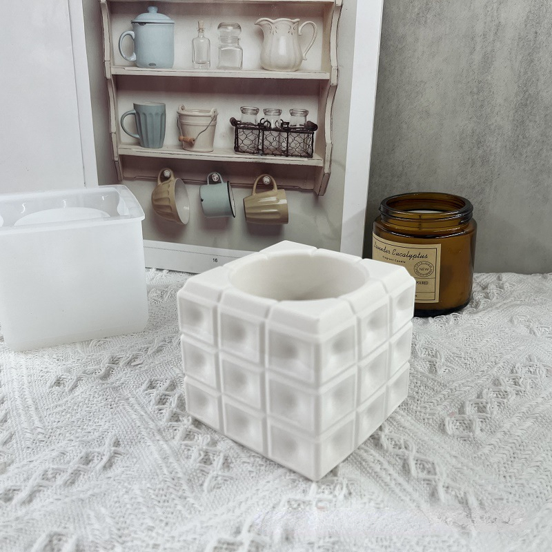Description Picture 3 of itemRound Cut Flower Pot Silicone Mold Wave Point Square Succulent Storage Box Plaster Mold Candle Candlestick Silicone Pottery Mold