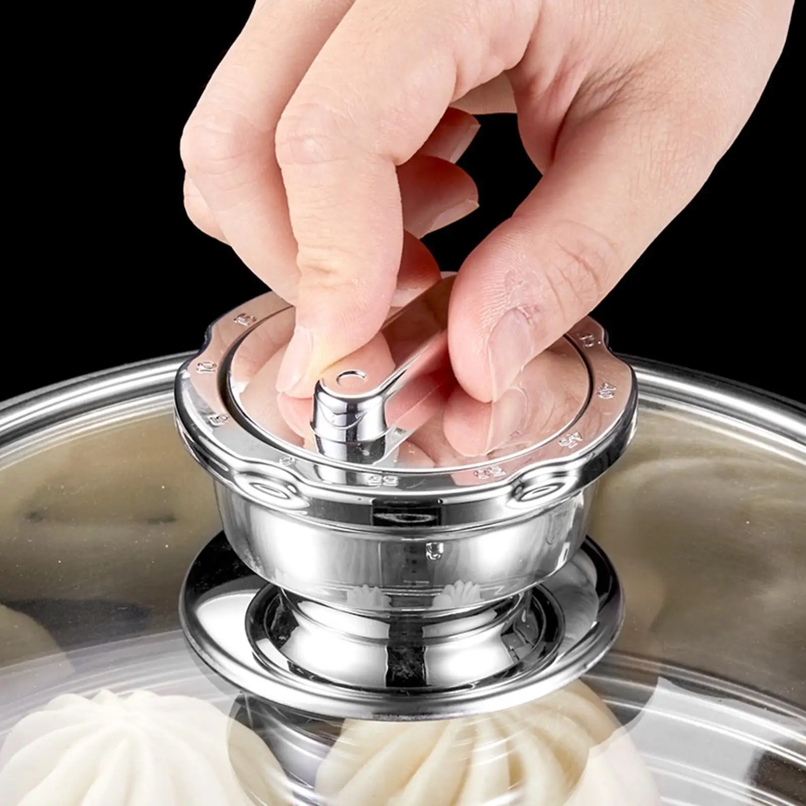 Kitchen Pot Lid Timer Easy to Install Portable Stainless Steel Cooking Timer