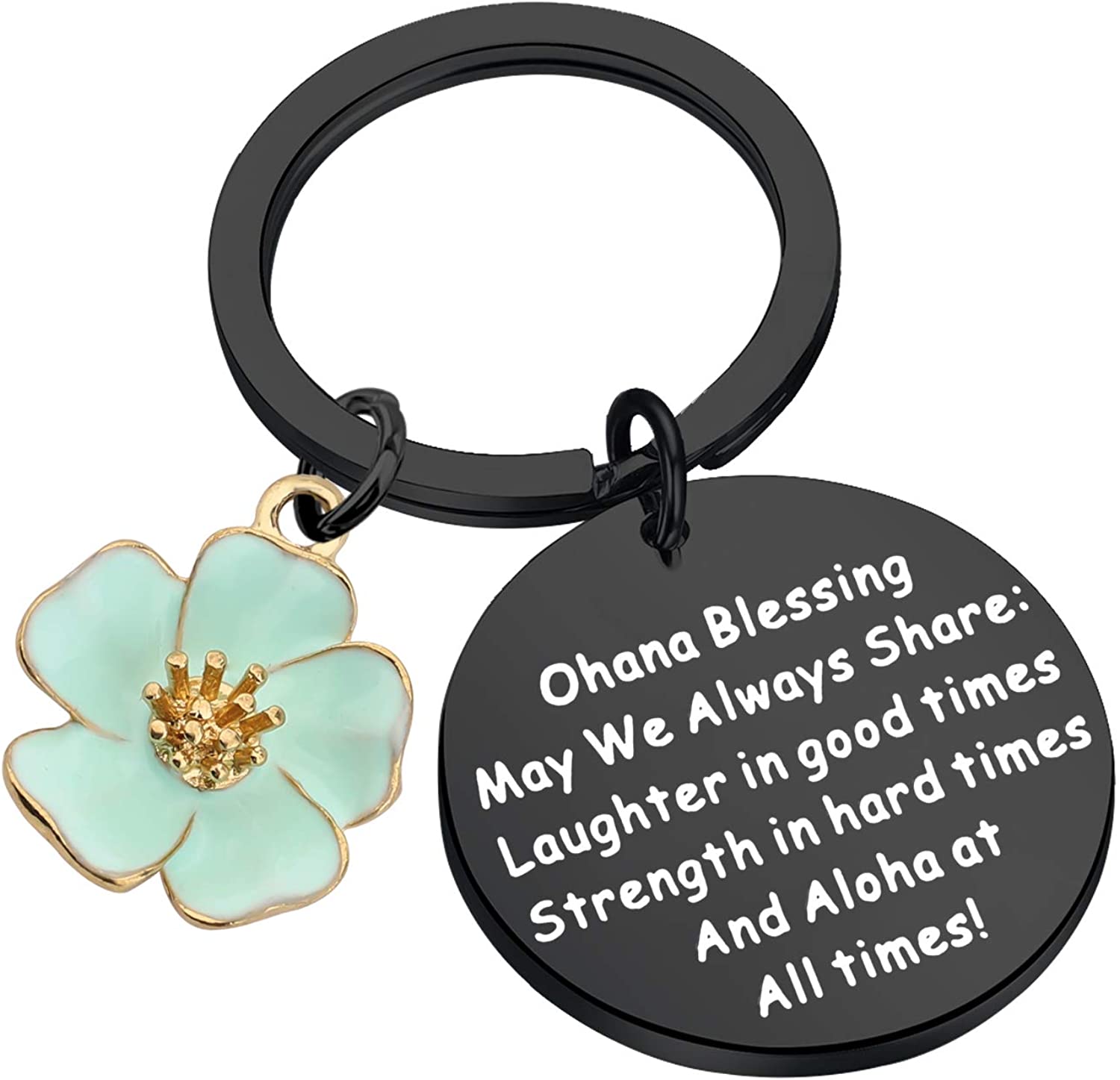 Ohana Keychain Segen Geschenke Hibiscus Charme Keychain Hawaiian Ohana Schmuck Geschenk für Familie Jungen Mädchen – Detail 1