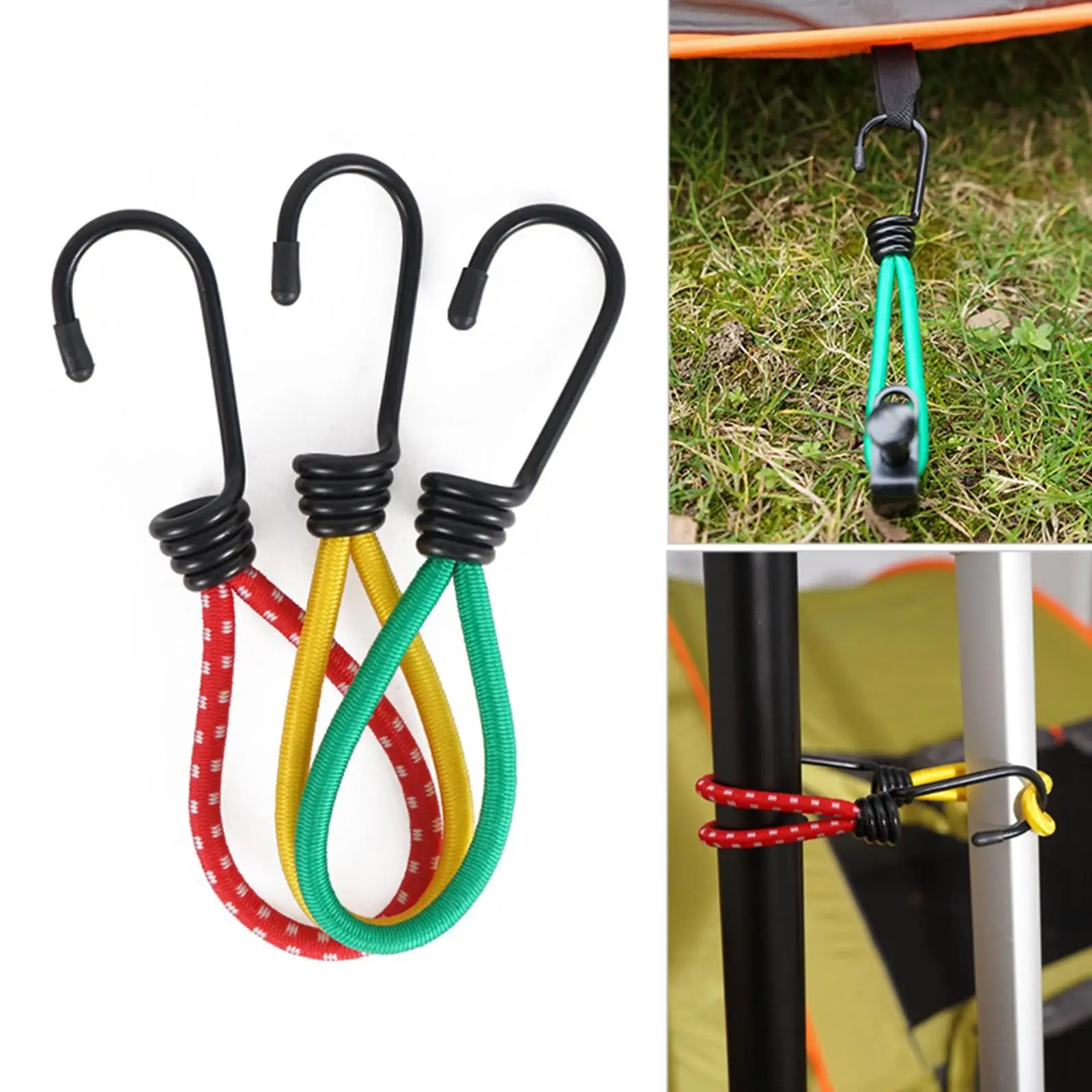 Stretchable Canopy Awning Hooks Bungee Rope Fasteners Stretch Cord Buckle for Outdoor Backpacking