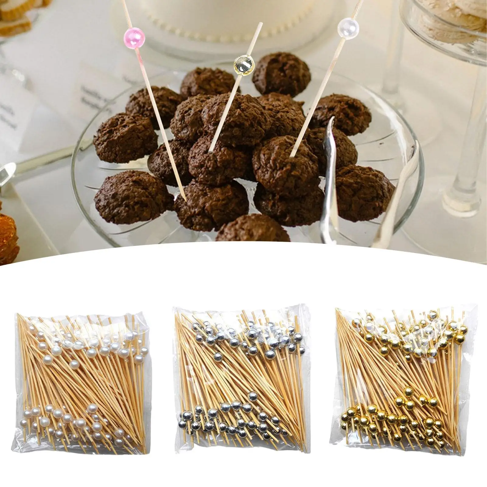 300 Pieces Cocktail Picks Snack Appetizer Forks Wood Frill Picks for Holiday Birthday Themed Party Appetizer Sandwich Wedding