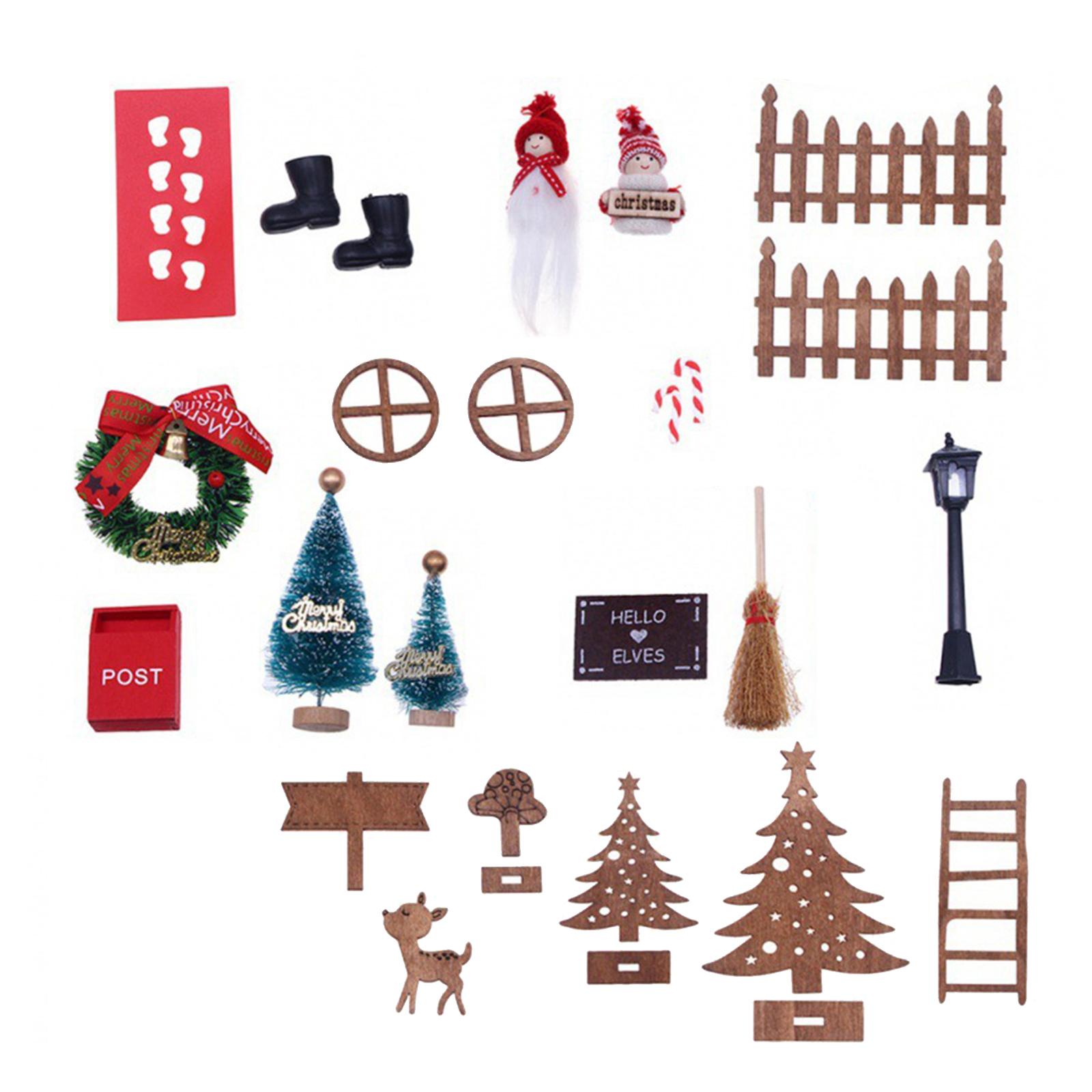 24Pcs Dollhouse Christmas Decoration Elf Kits Furniture Fairy Figurines for Ornaments