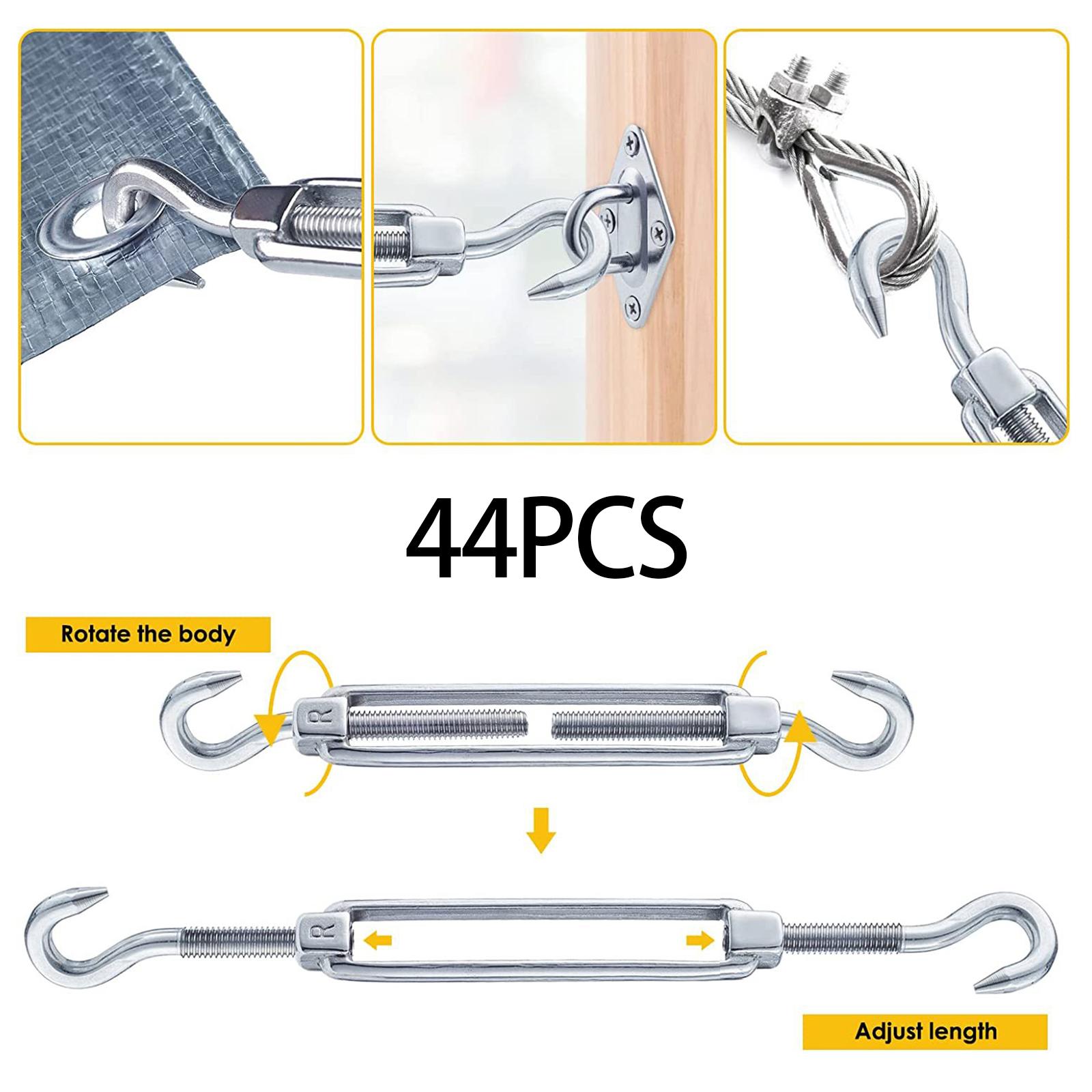 Canopy Installation Kits Stainless Steel Metal Sail Shade Hardware Kits Awning Attachment Set for Deck Lawn Patio