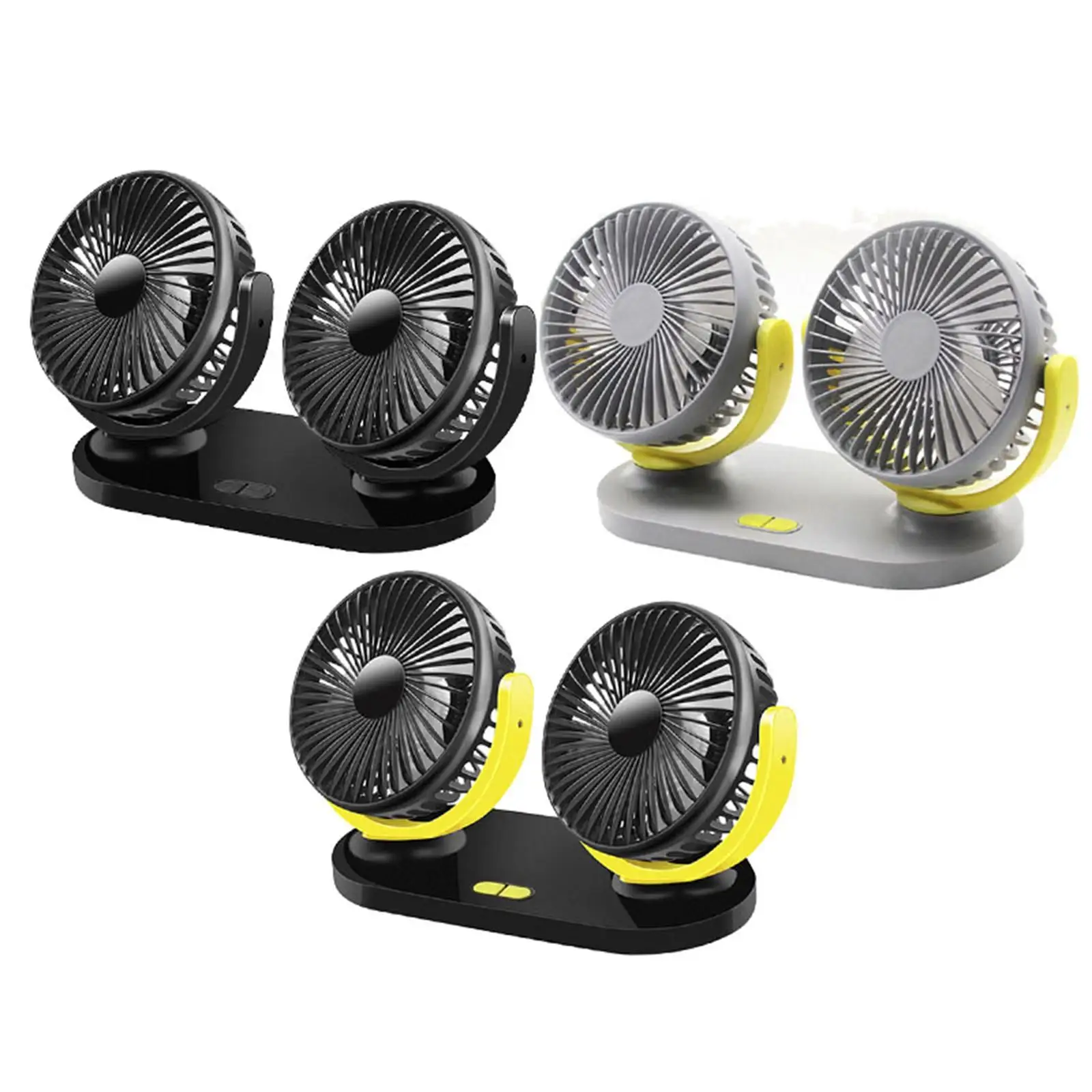 Electric Car Cooling Fan Low Noise 3 Speed Levels Dual Head Fit for SUV RV