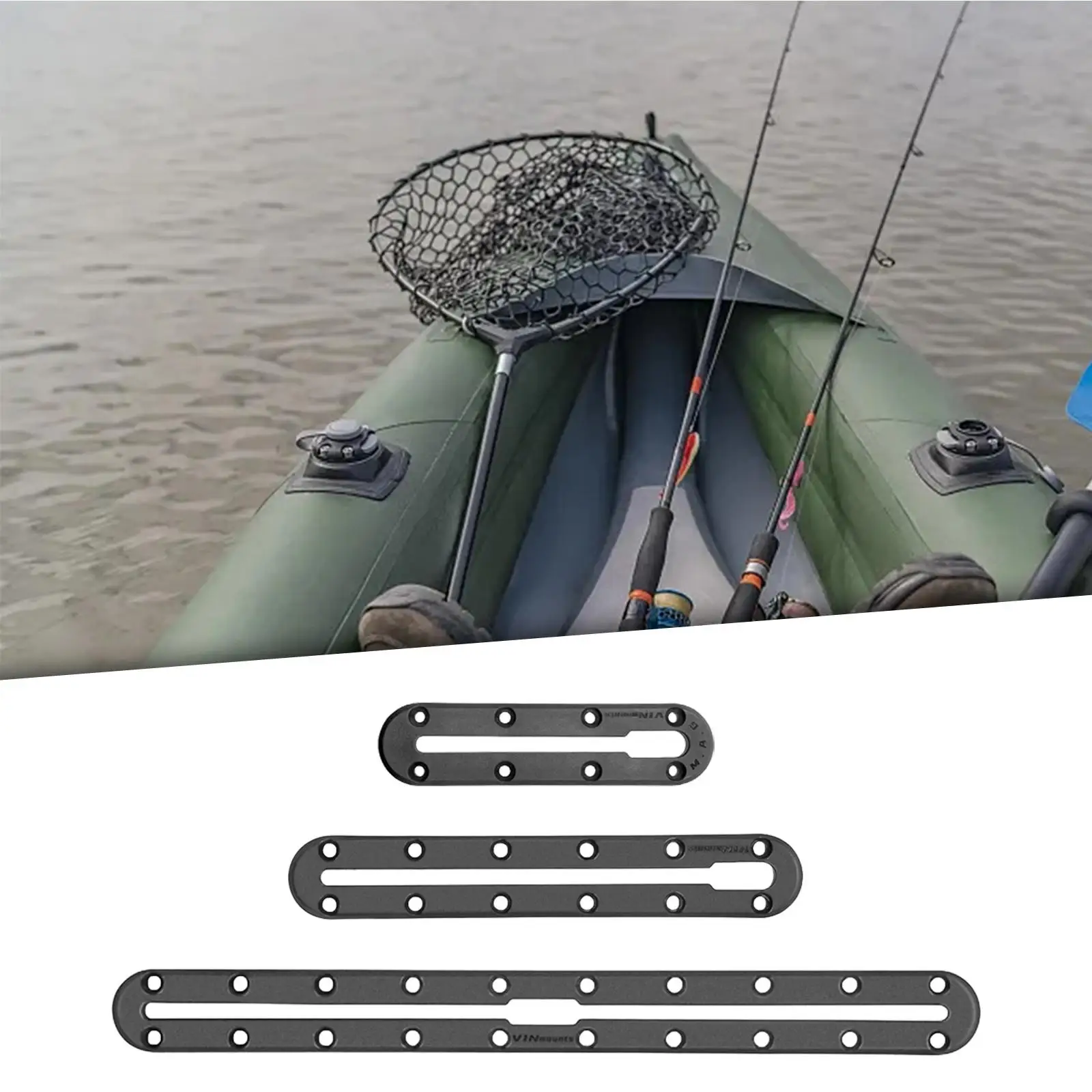 Kayak Slide Rail Track Bracket Easy to Install Mounting Base Bracket Fishing Rod Rack Holder DIY Accessories for Tackle Canoe
