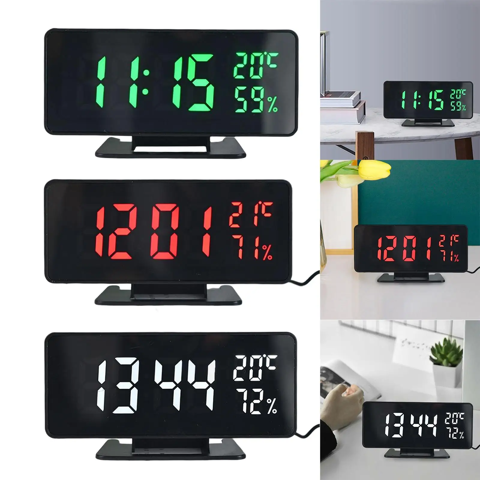 USB Digital Clock Date Display Bedroom Home Decor Decorative LED