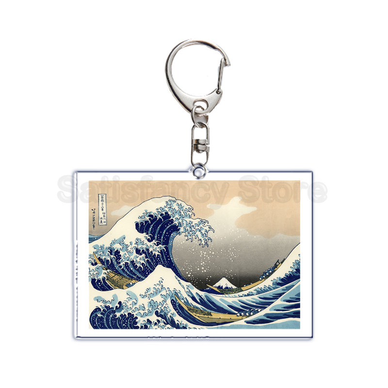Retro Art Die Große Welle von Kanagawa Keychain Schlüssel Kette für Zubehör Nette Tasche Anhänger Schlüssel Ring Schmuck Geschenk – Detail 6
