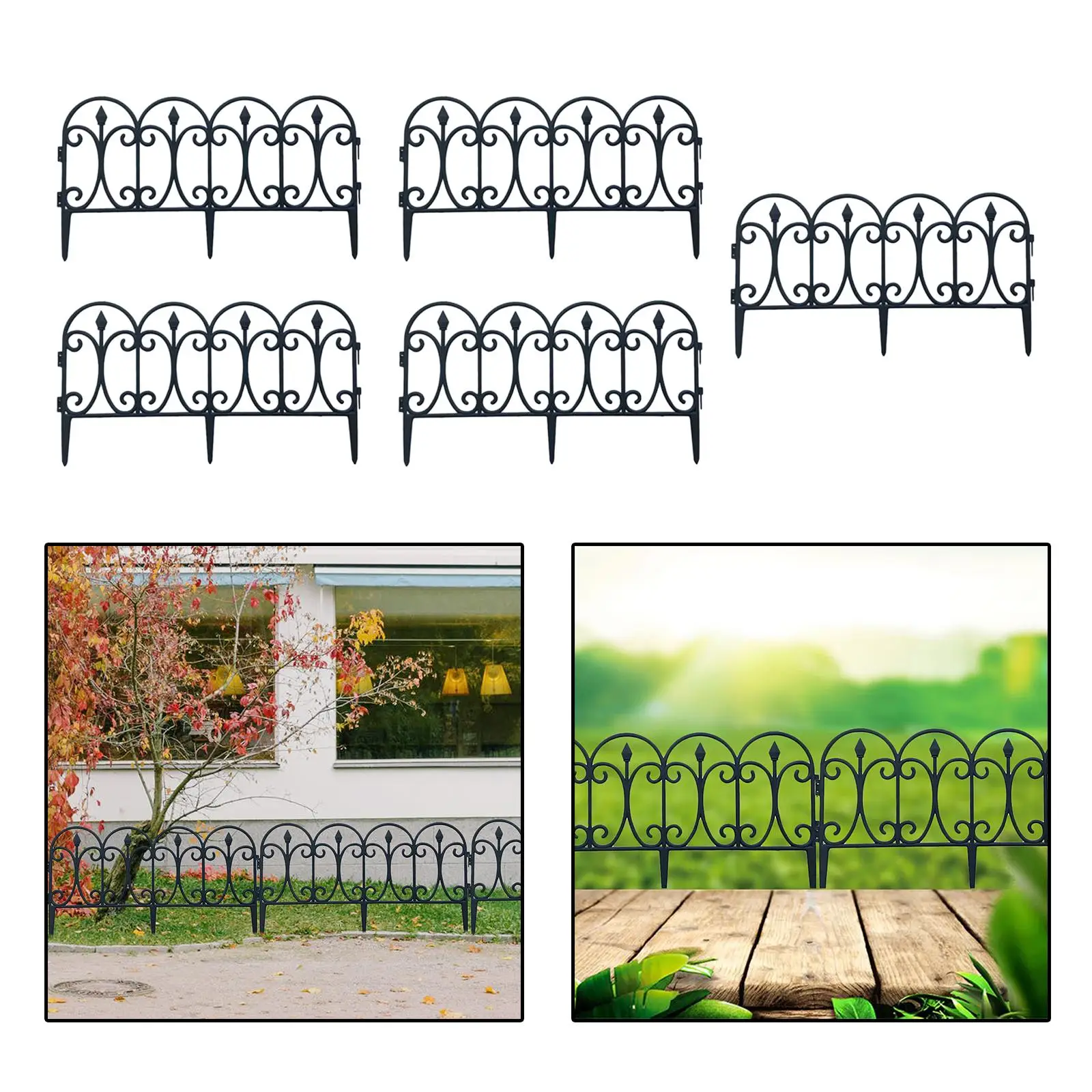 5x Artificial Garden Fence Ground Insert Border Decoration Fencing for Landscaping Lawn Flower Bed Edging Yard DIY Decorative