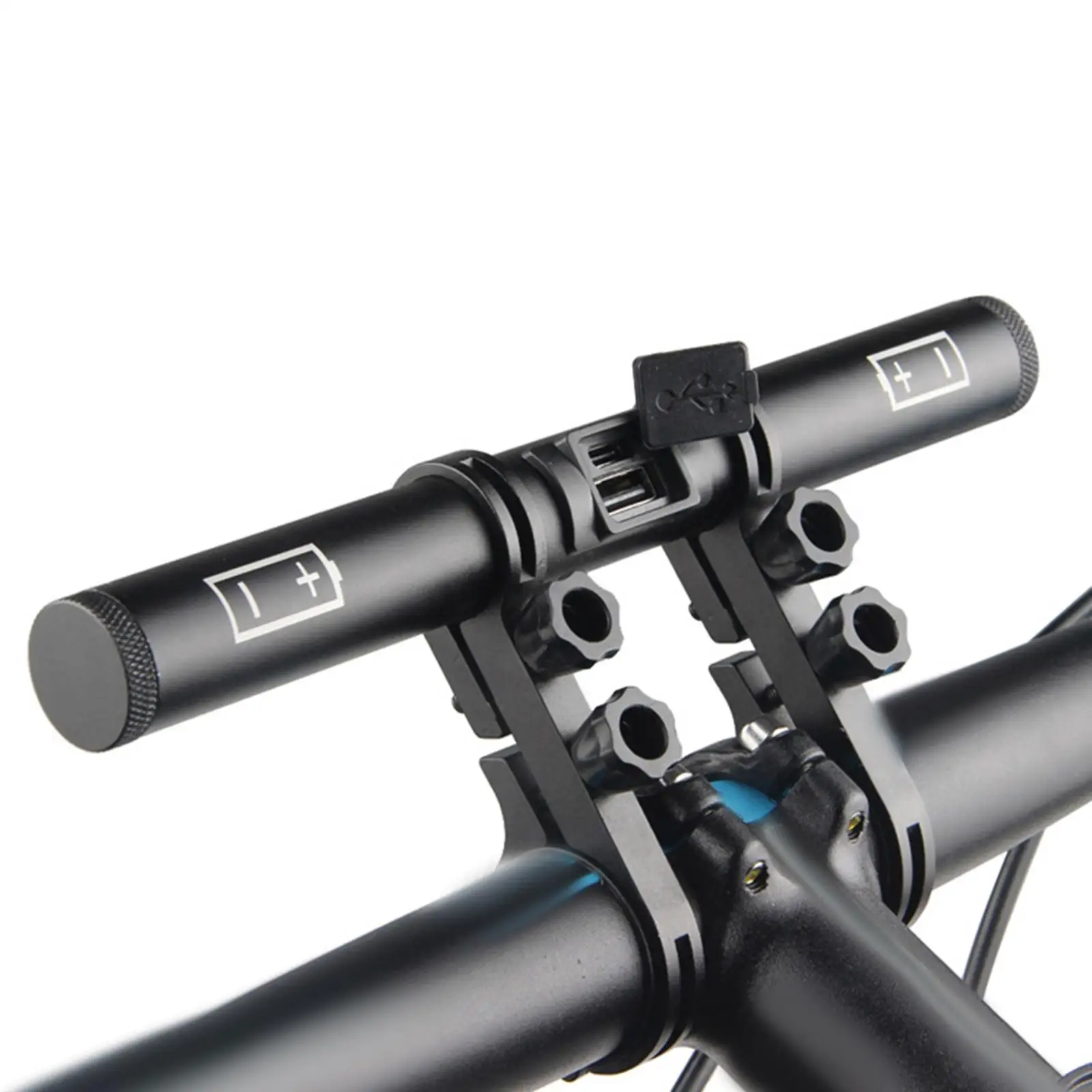 Rechargeable Bike Handlebar Extender Bracket Holder Rod Bicycle Handle Bar Extension for Holding Torch Bikes Lights Flashlight