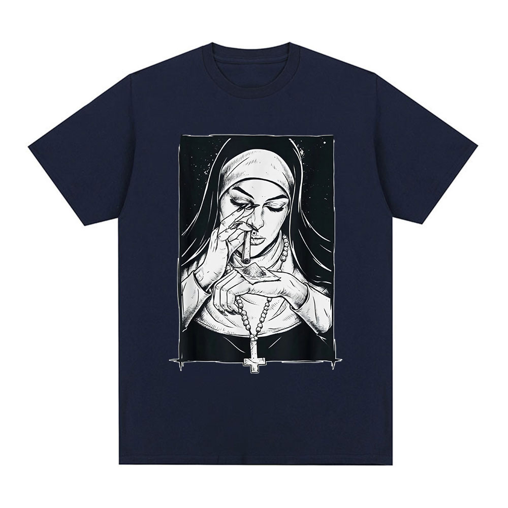 Lustige Teufel unheil ige Nonne T-Shirt Harajuku lässige Baumwolle T-Shirt Sommer Männer Damenmode coole übergroße T-Shirts Streetwear – Detail 3