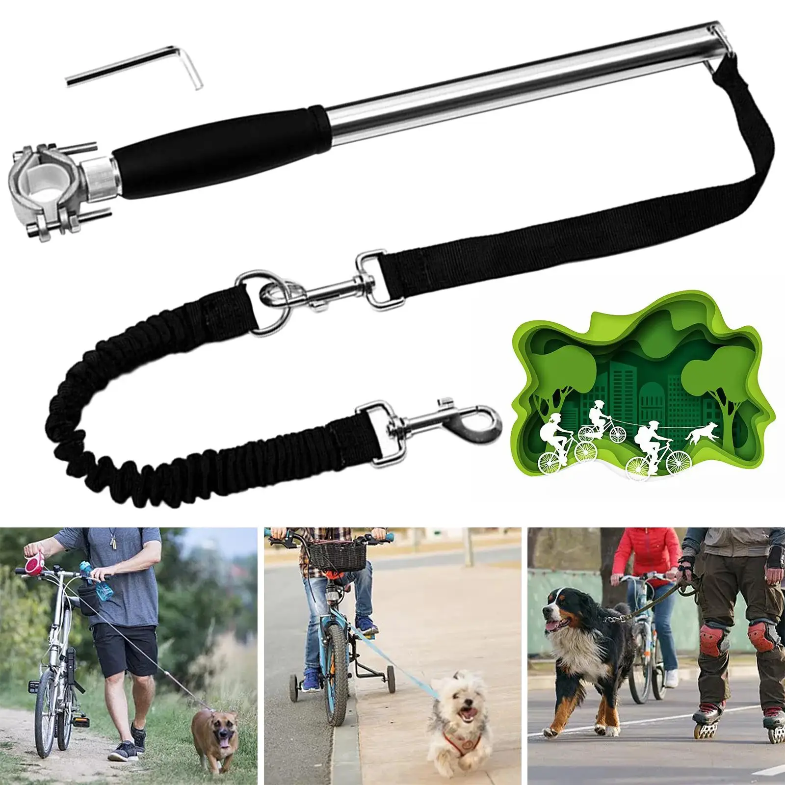 Dog Bike Leash ,Easy Installation Removal ,Hand  Dog Leashes ,Dog  Exerciser Leash for Outdoor Exercise Jogging Pet Supplies