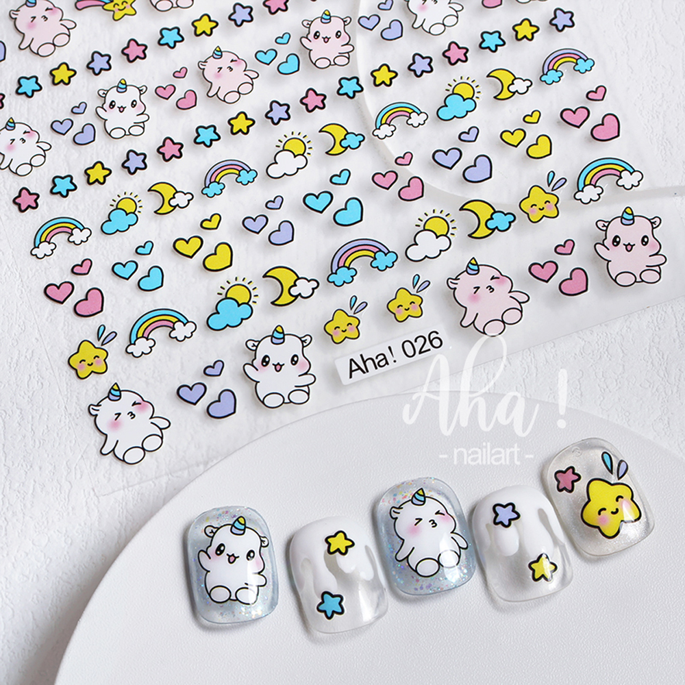 Best of 1Sheet Forest Unicorn Nail Art Stickers Dreamy Rainbow Lovely Decal Back Glue Korean Star Moon DIY Manicure Slider Parts TG #024 Reviews & Tips - Image 2