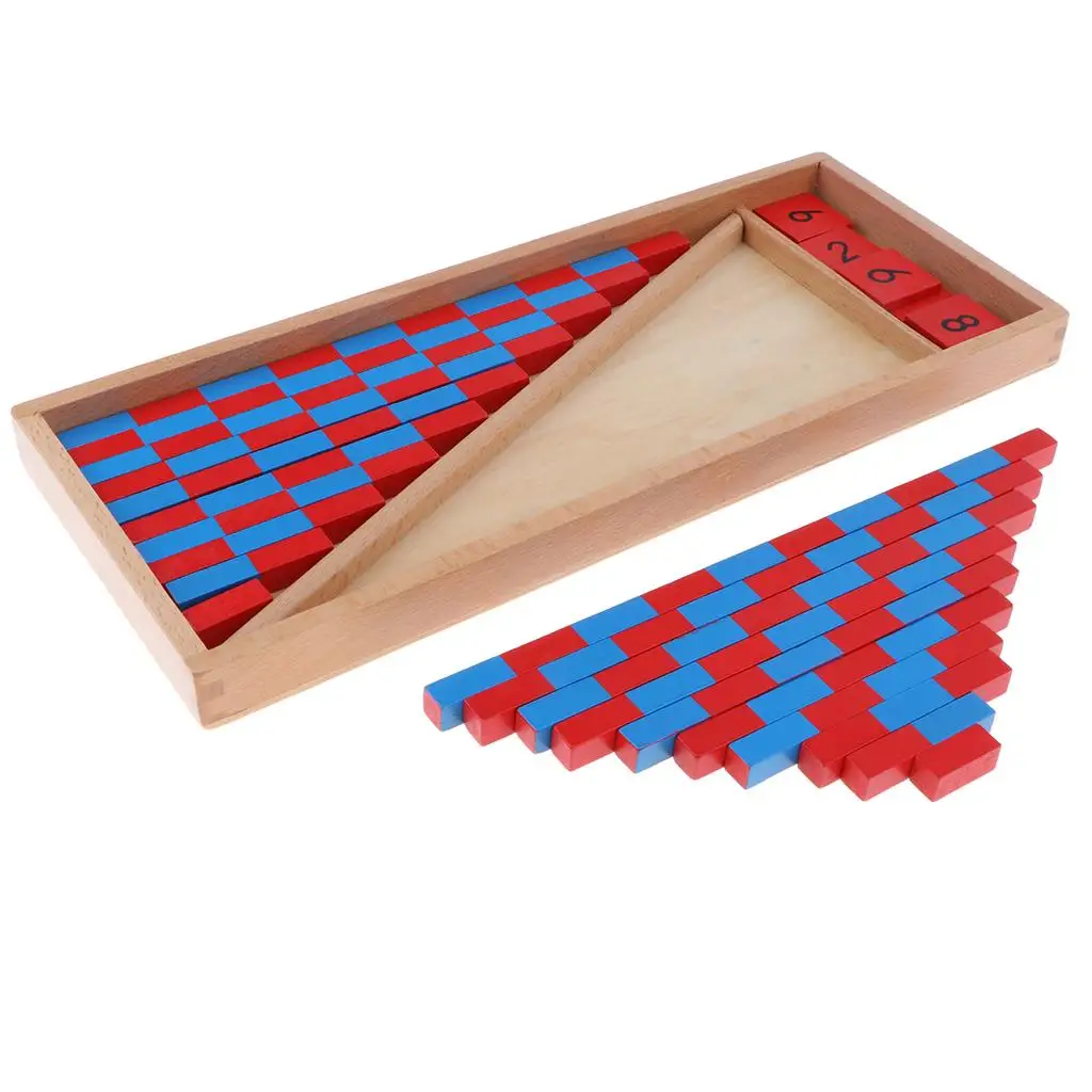 Wooden Montessori Red & Blue Rods Learning & Education Classic Kids Toys
