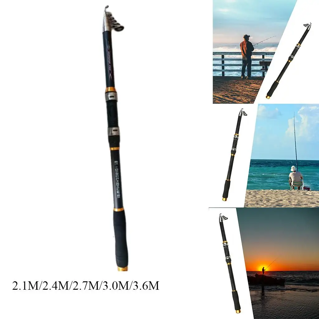 Retractable Portable Super Hard Fishing Rod 2.1m/2.4m/2.7m/3.0m/3.6m Large Fish Rod Outdoor Telescopic Sea Fishing Pole