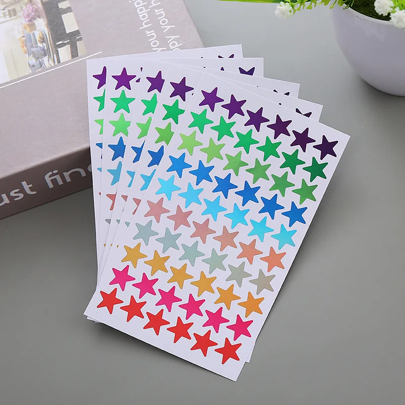 5 sheets Glitter Star Stickers for School Teacher Reward Sticker Cute Gifts Party Decor Business Label Scrapbooking Sticker