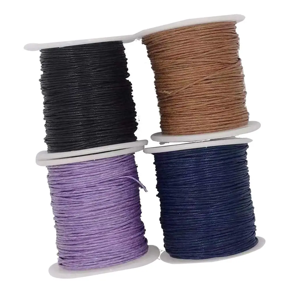 4pcs 80m Waxed Cotton Cord String Thread Rope Spool Jewelry Making Braid DIY