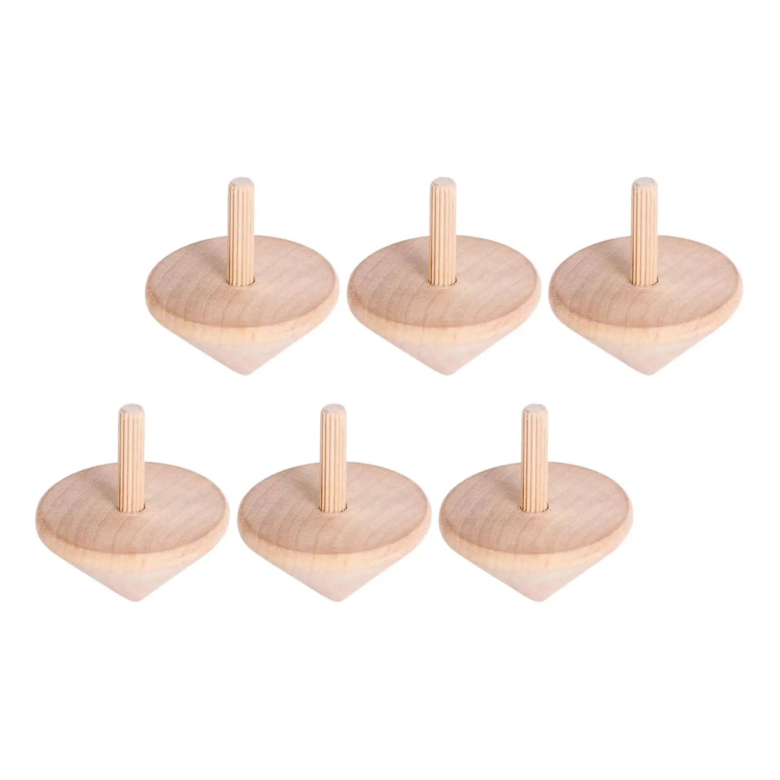 6Pcs Unpainted Wood Blank Tops Educational Toys Wooden Top Handmade DIY for Toddlers Children Games Party Supplies Gift