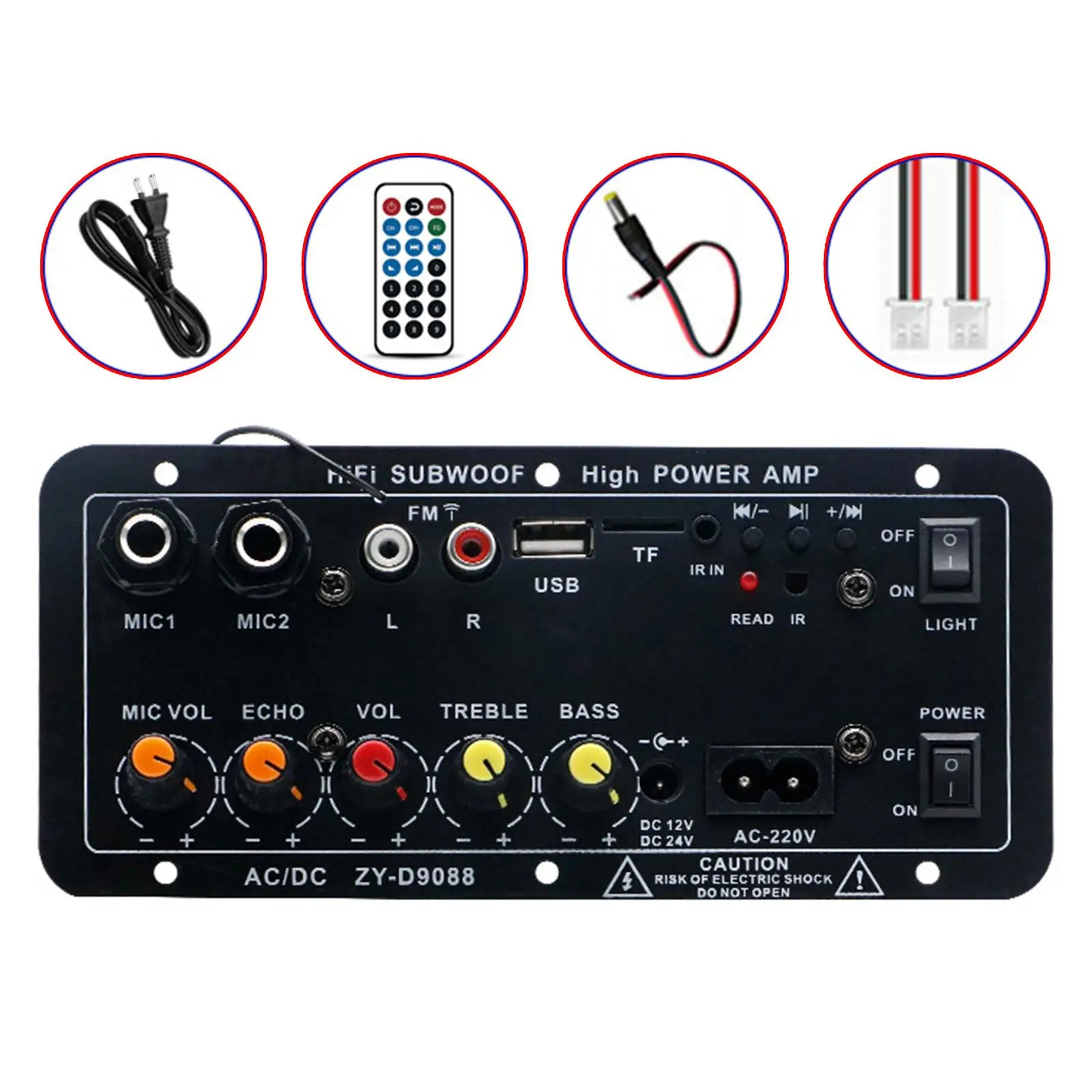 Power Amplifier Board Stereo Audio HiFi USB TF Card Audio Module for Car Sing Theater Speakers DIY Speakers Home Speakers EU