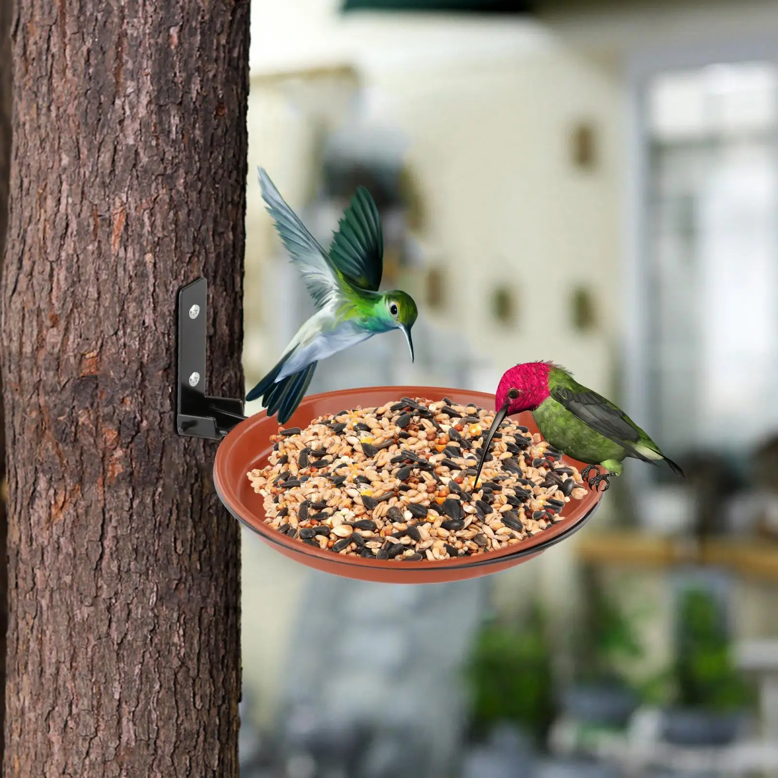 Bird Bath Bird Feeder Plastic Drinking Feeder Water & Seed Dish Bowl Plate for Outdoors Yard Garden Wild Bird Sparrow