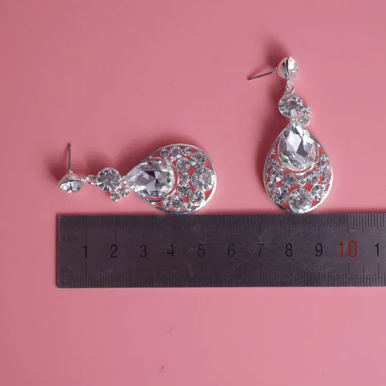 Retro Vintage Designer Water Drop Wedding Jewelry Clear Austrian Crystal Rhinestone Earrings Necklace Jewelry Sets8556961