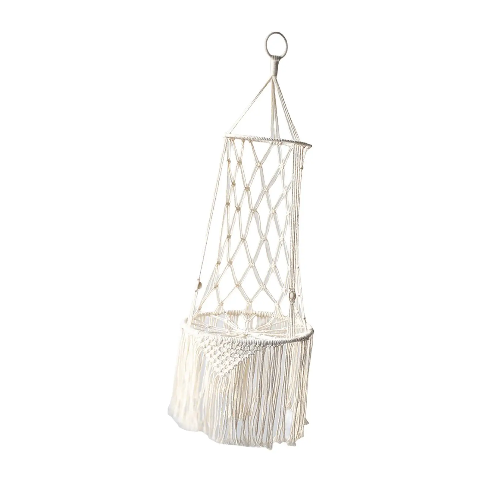 Cat Hammock Decoration Beige Tassel Cotton Rope House Basket Nest for Indoor Outdoor Garden