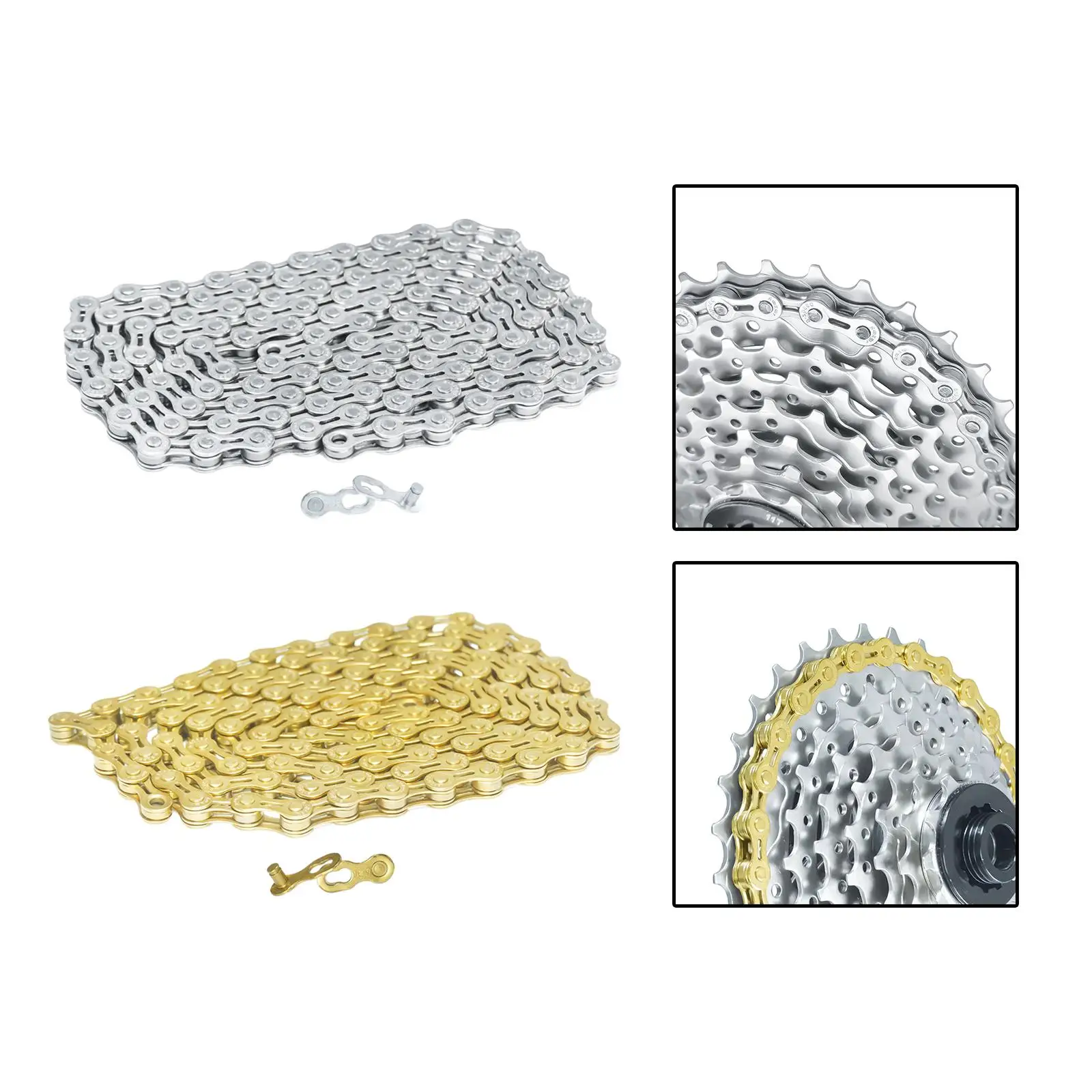 Bike Chain 8Speeds Quick Link Easy Installation 116L Ultralight Universal Half Hollow Chains Bicycle Chain for Mountain Bikes