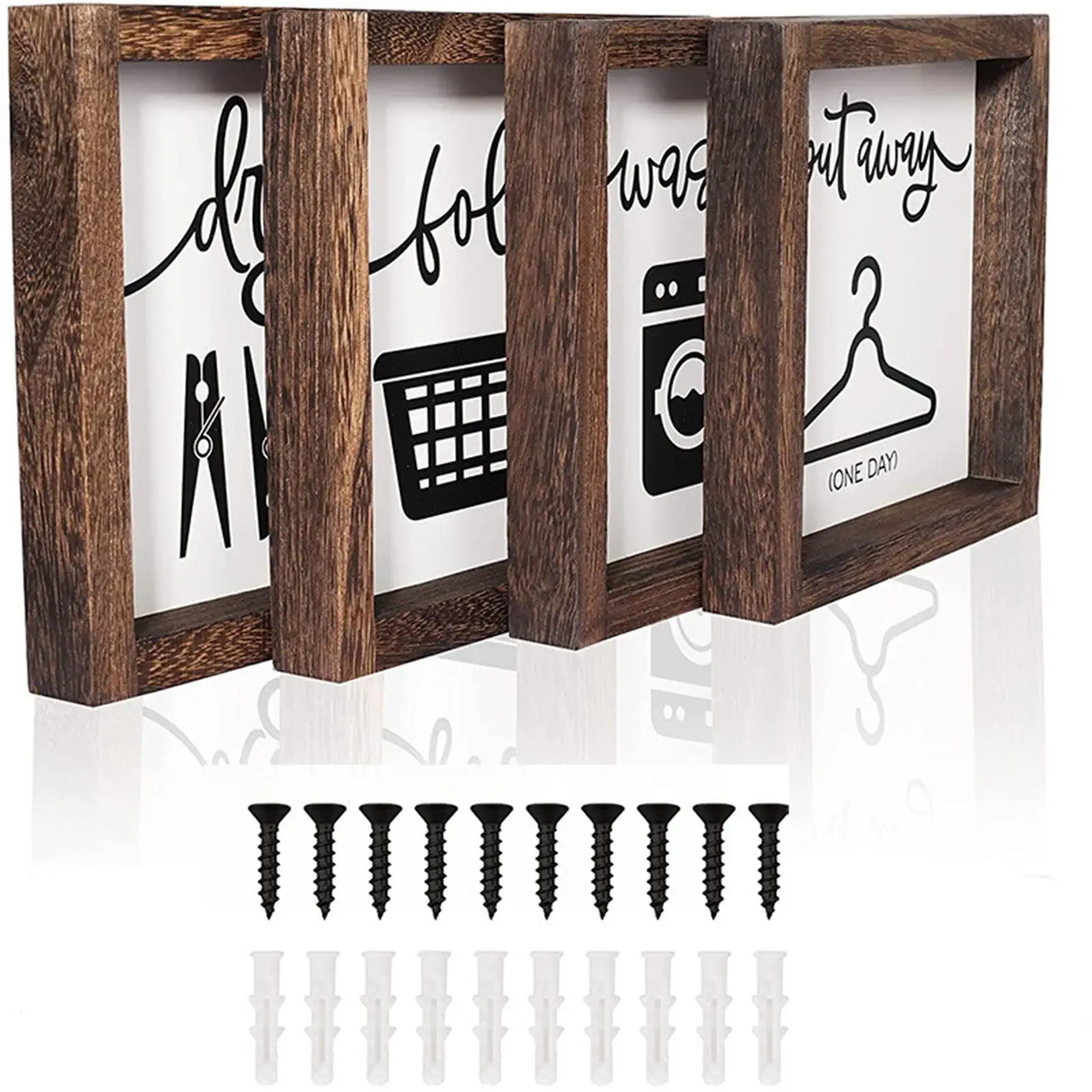 4Pcs Wooden Photo Frames Tabletop and Wall Mount Decoration Sign Display Picture Frame Set for Anniversary Porch Classroom