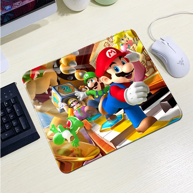 Super Mario Bros Mouse Pad pequeno, Desktop de jogos antiderrapante, couro  PU, impermeável, anti-risco para PC, laptop, presente do desktop -  AliExpress