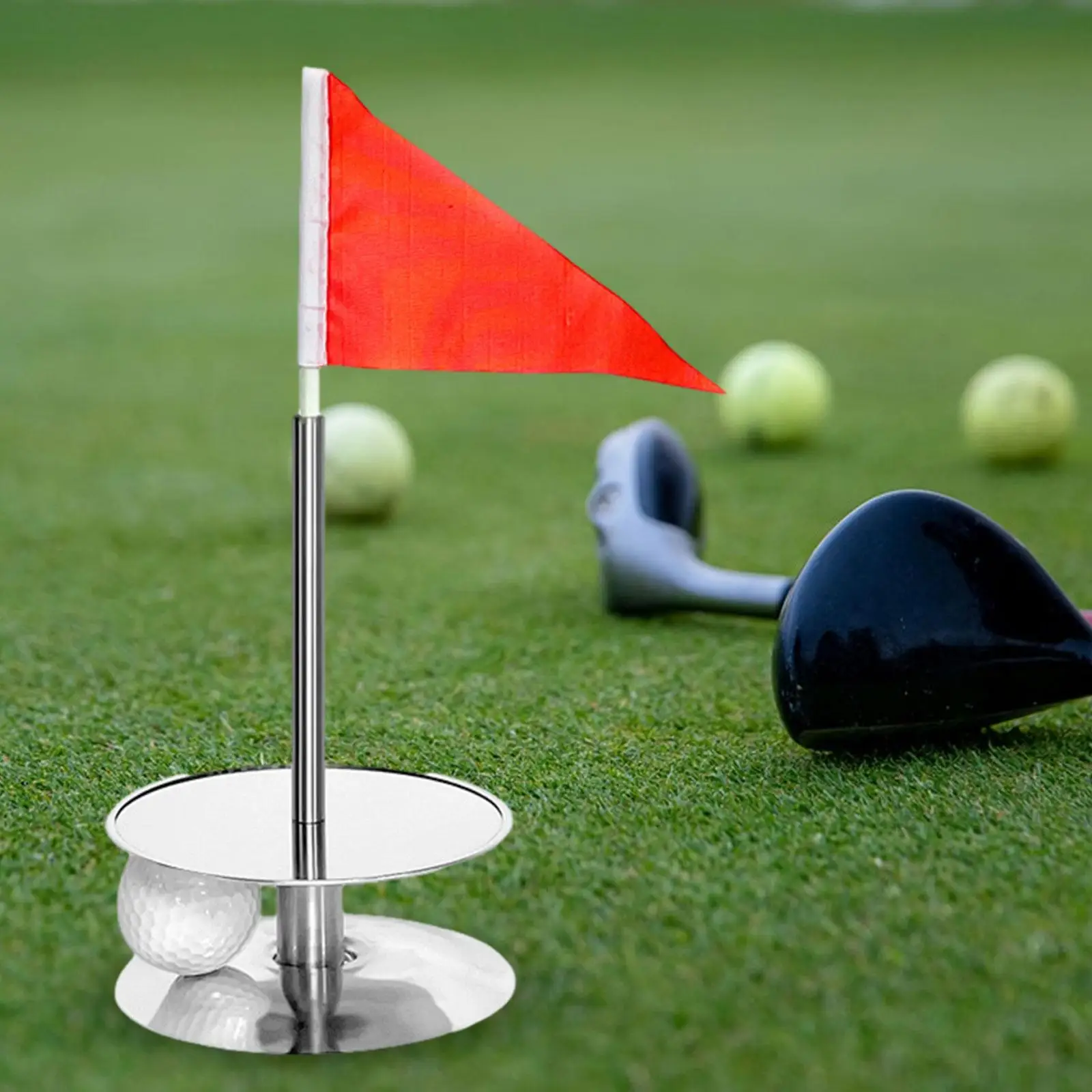 Golf Putting Cup Reusable Stainless Steel Putters Golf Flagpoles for Driving Range Kids Home Alignment Guide Backyard