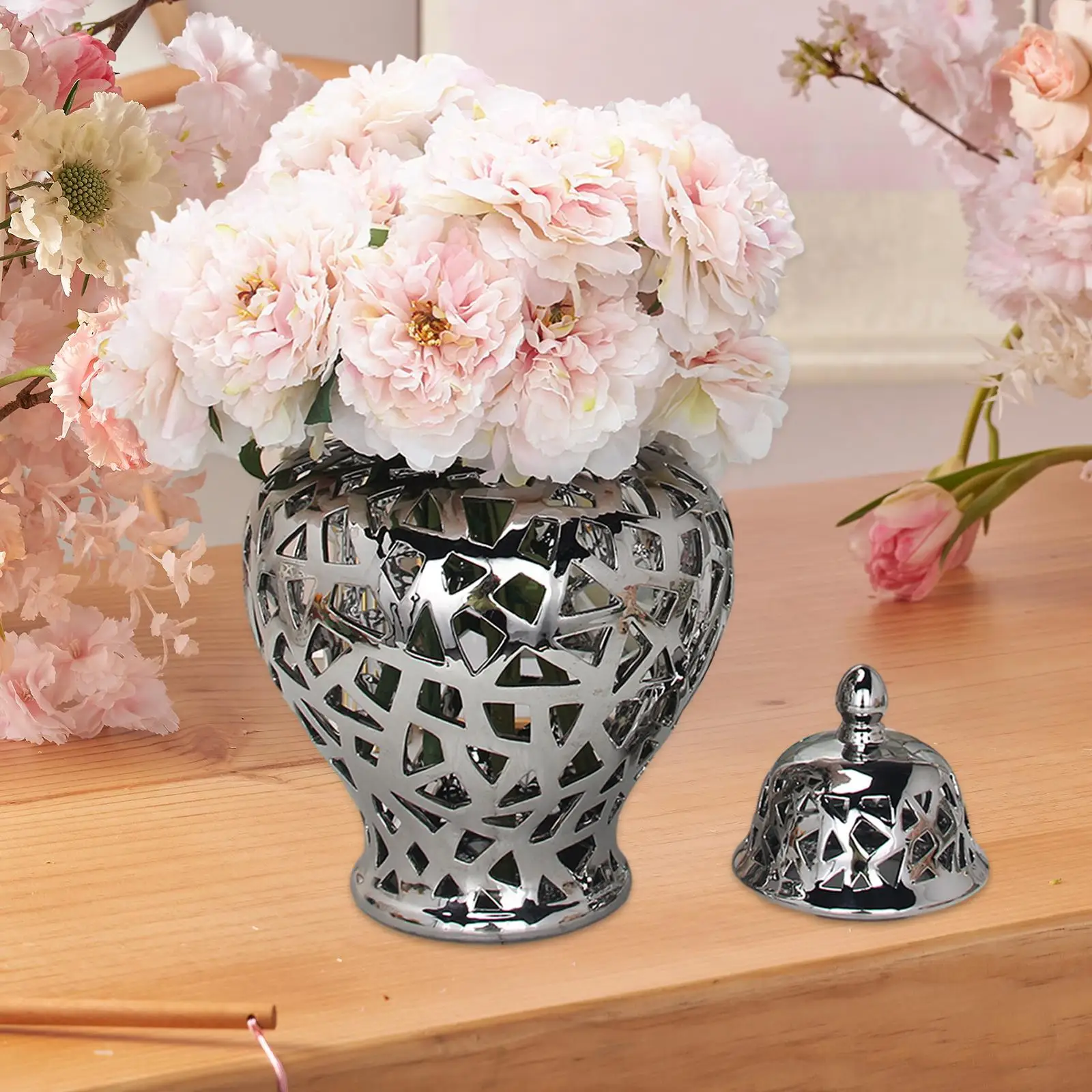 Porcelain Ginger Jar Ceramic Vase Collection Handicraft Table Centerpieces Decorative Vase for Wedding Party Home