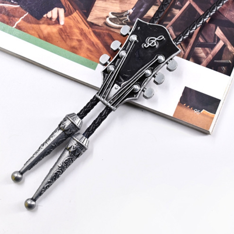 Western Bolo Krawatte Gaitar Bolo Krawatte Cowboy Leder Krawatte Moranse Bolo Krawatte Gaitar Musik Halskette Pullover Kette Halskette Dxaa – Detail 7