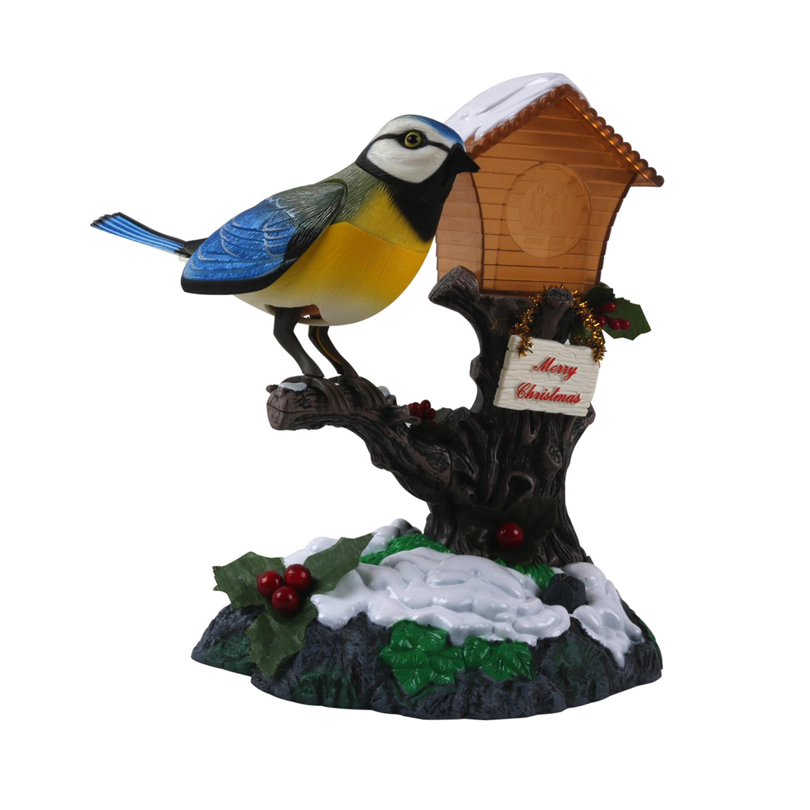 Battery Operated Talking Sound Control Bird Toy Creative Gift Sound Activated Chirping Bird for Party Office Decoration