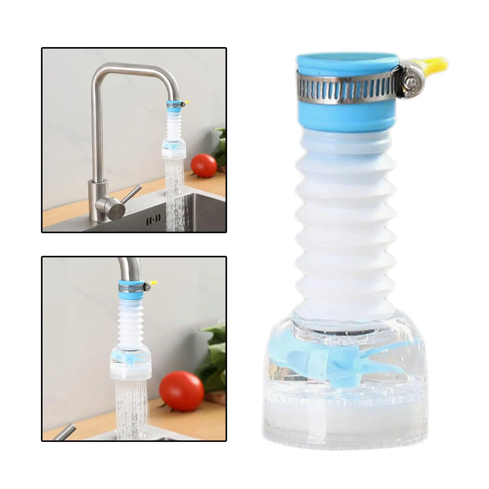 Faucet Splash Filter Sprayer Tap Attachment 360 Rotating Easy Install Water Saver Universal Faucet Booster Nozzle for Kitchen