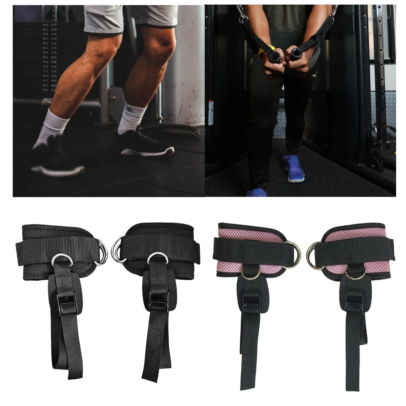 Adjustable Ankle Straps Pedal Rope Glute Ankle Cuffs Exercises Leg Strength Training Workout Ankle Strap Gym Fitness Equipment