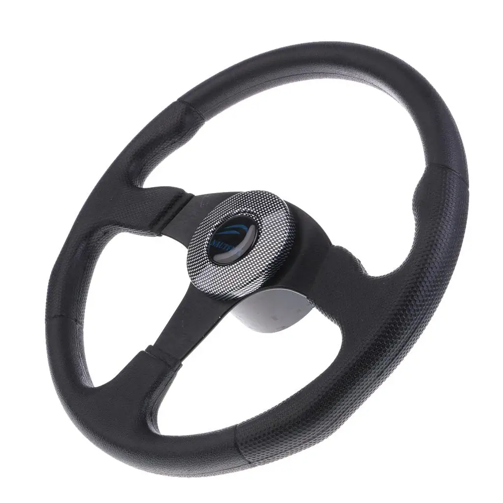 Boat Steering Wheel Aluminum 13.4`` 3/4`` Marine Yacht Sport Wheel & Hub Black