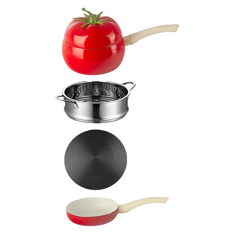 Soup Pot Sauce Pan Universal Base Comfortable Grip with Lid 1.6L Noodle Pot
