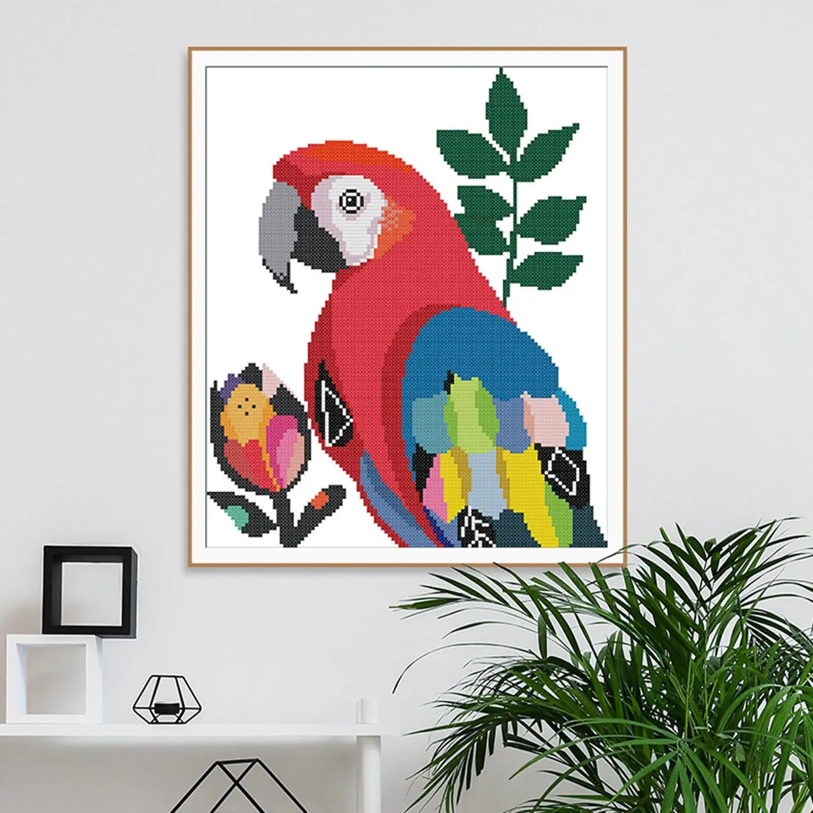 Parrot Cross Stitch Kit with Basic Tools DIY Full Embroidery Starter Kits Needlework Arts Crafts for Beginners Home Wall Decor