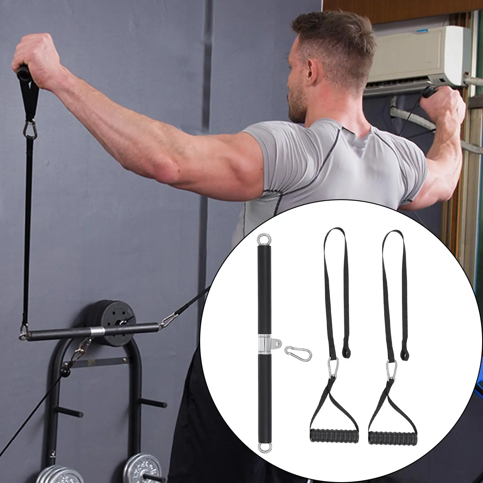 Tricep Rope Straight Bar Cable Machine LAT Equipment Pull Down Rowing Bar