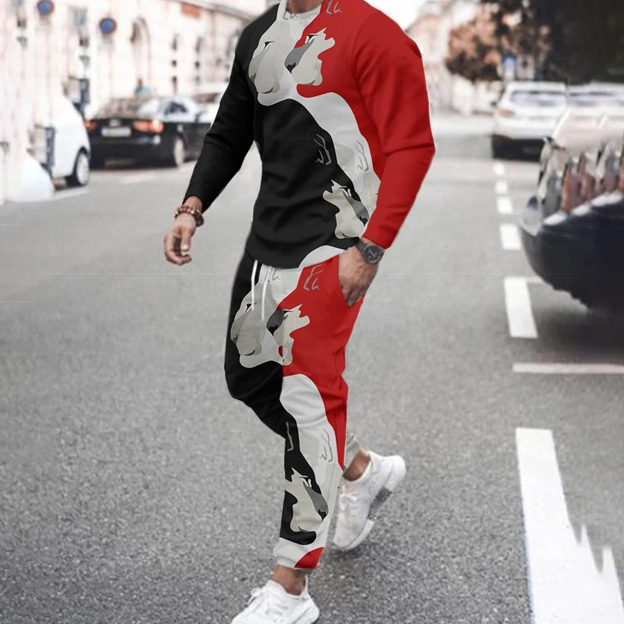 Спортивный костюм мужской из 2 предметов, Свитшот и штаны для бега, брендовая кофта, спортивные джоггеры, костюм на осень