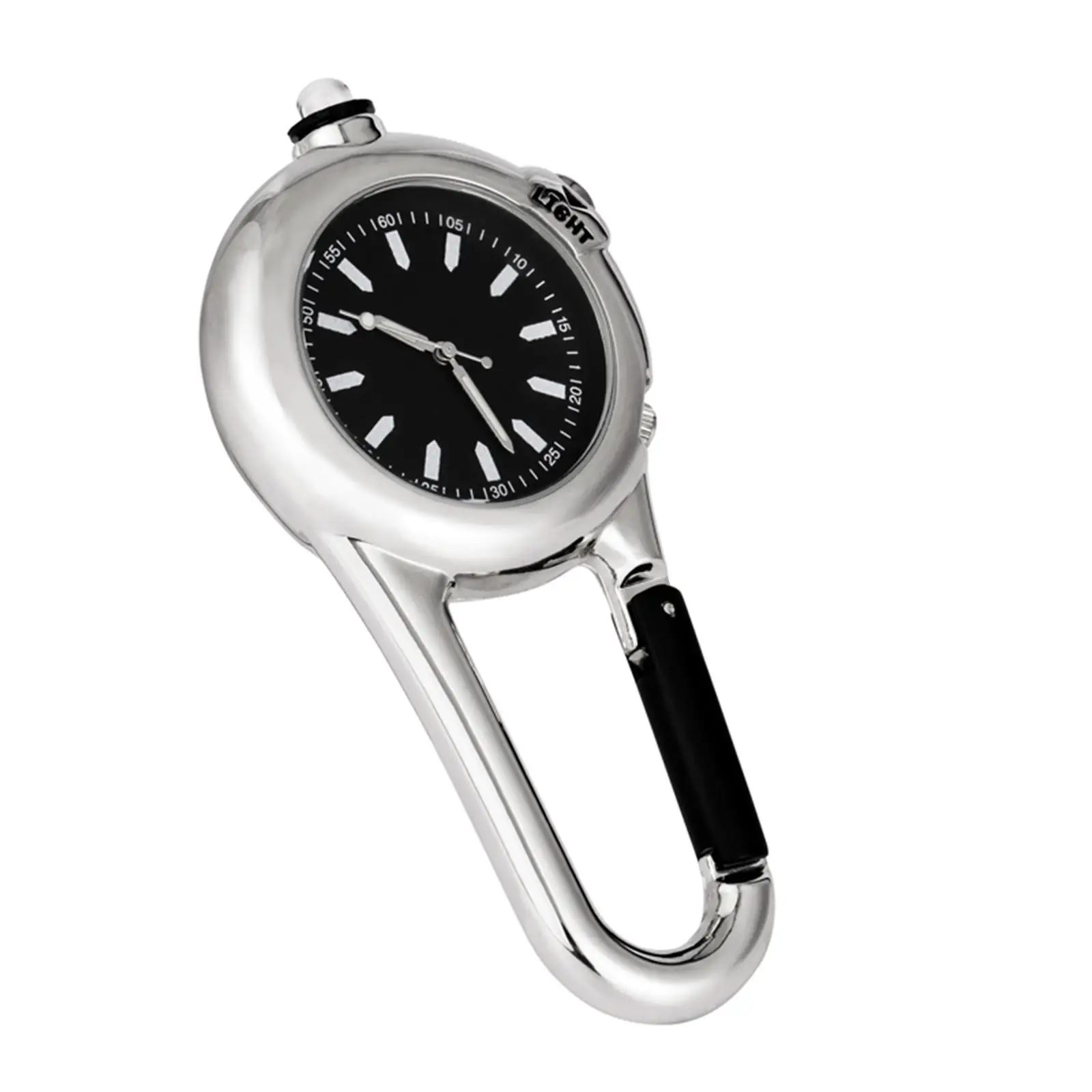 Mini Clip On Carabiner Pocket Watch Men Women Watch with Light Climbing Watch for Outdoor Sport Office Camping Gear