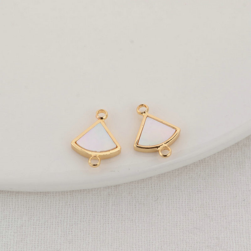 14K Gold Farbe Überzog Messing und Shell Runde Fan 2 Löcher Verbinden Charms Anhänger Schmuck Machen Liefert Diy Zubehör – Detail 5