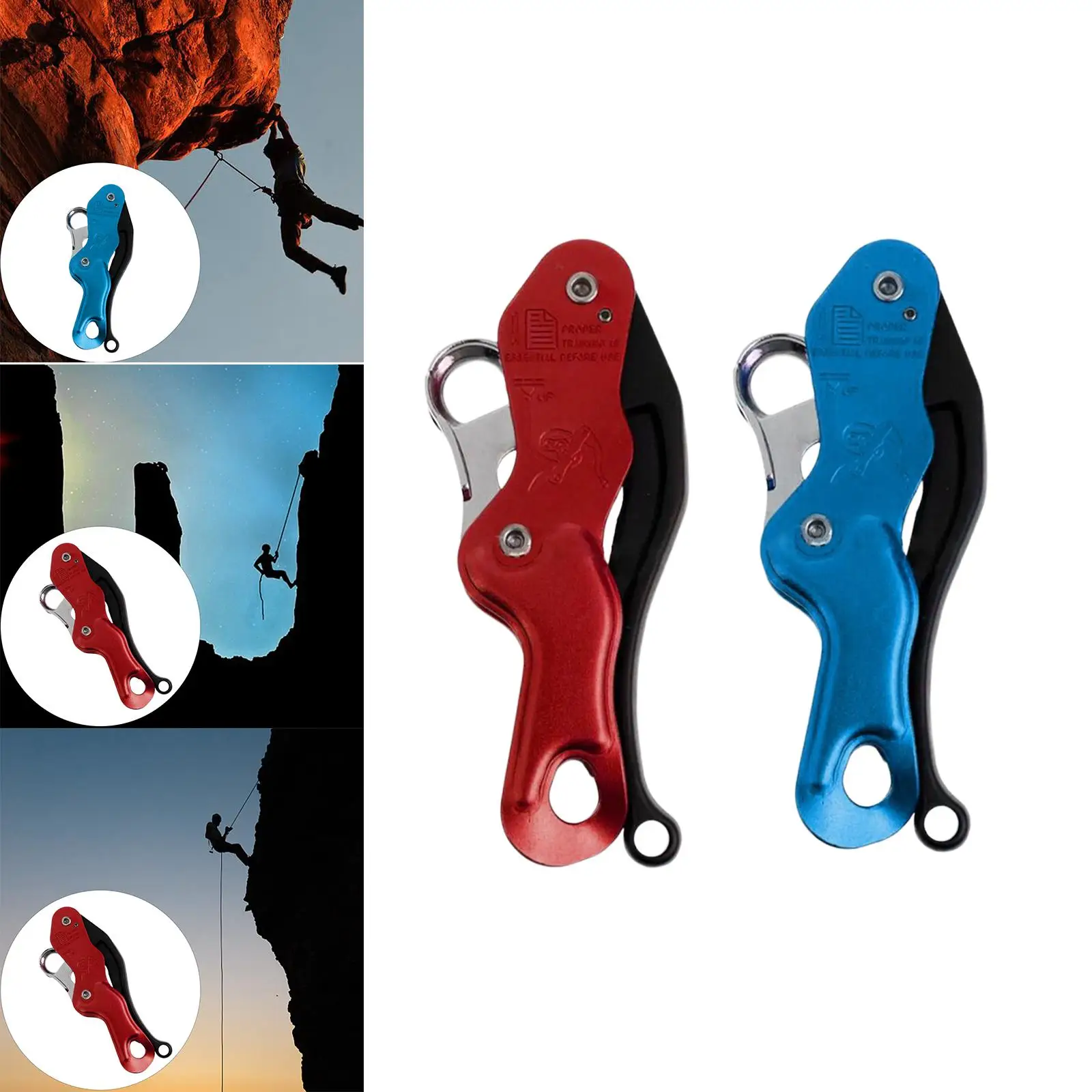 Climbing Stop Descender, Self Braking Belay Device Rappelling Gear Rope Grab Belaying Abseiling for Rock Climbing Outdoor