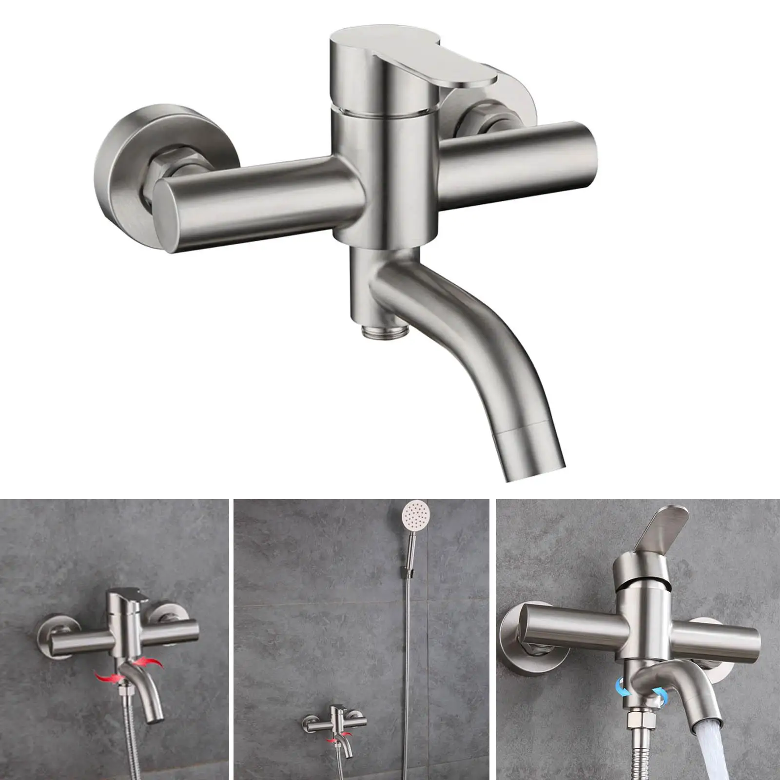Stainless Steel Shower Mixer Faucet Hole Spacing 150mm Bathroom System