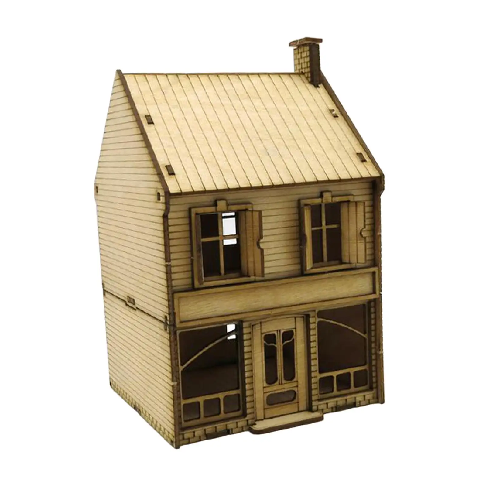 1/72 Wooden 2 Tier European House Unassembly Landscape Building Materials for Sand Table Model Railway Diorama Accessory Layout