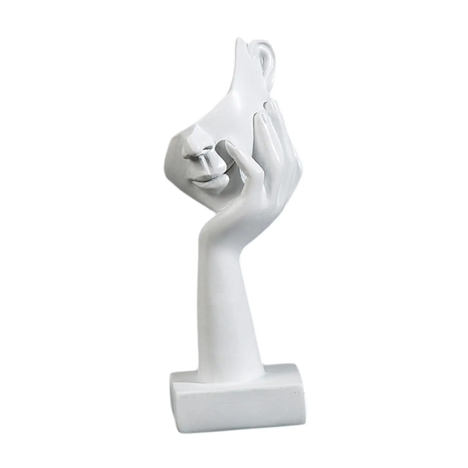 Resin Thinker Statue Half Face Sculpture Abstract Art Figurine for Bookcase